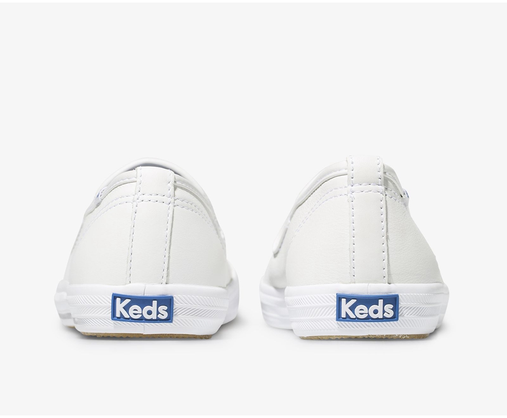 Keds Slip Ons White - Champion Slip On Leather - Womens URPLYI-156